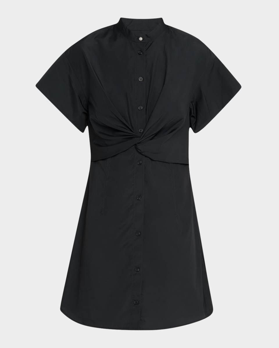 Gretchen Twist-Front Poplin Shirtdress